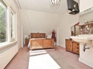 een badkamer met een wastafel en een spiegel bij Characteristic country house with wellness in Lijnden