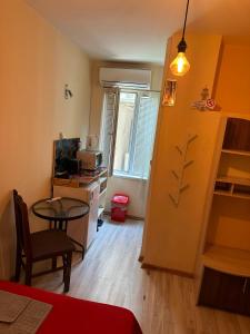 A television and/or entertainment centre at Top Center Apartment and Rooms Varna