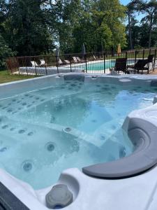 a hot tub with a toilet in it at Château le Fresne in Bouchemaine