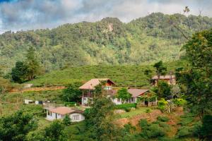 a house on a hill in front of a mountain at Hill Safari - Tea Estate Villa in Ohiya