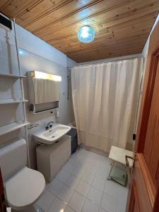 a bathroom with a white toilet and a sink at Casa Lalla affittasi nel centro di Poschiavo in Poschiavo