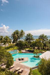 an aerial view of the pool at the resort at Auka Boipeba in Ilha de Boipeba