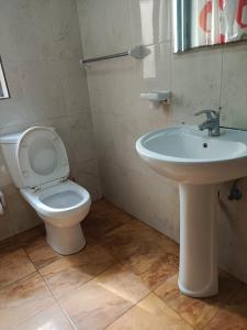 a bathroom with a toilet and a sink at you can enjoy your time at waterford apartment in Attard