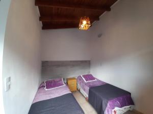 a bedroom with two beds and a chandelier at Monseñor Fagnano 592 "D" in Ushuaia