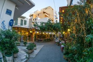 een straat in een stad met planten en gebouwen bij Historic Center Luxurius rooms in Athene