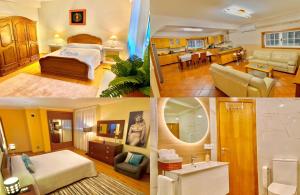 a collage of three pictures of a hotel room at Casa dos sonhos in Chaves