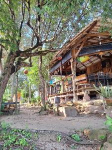 a wooden building in the middle of a forest at Dragonfly Guesthouse in Koh Rong Sanloem