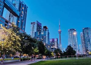 a view of a city with the seattle skyline at Stunning Luxurious LakeView Condo by CN Tower in Toronto