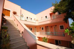 a view of the stairs of a building at Aethrio Guesthouse in Souvala