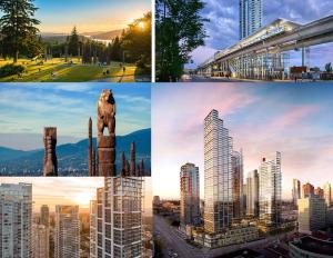 cztery różne widoki na miasto Vancouver w obiekcie Pacific Sweet Place @Metro w mieście Burnaby