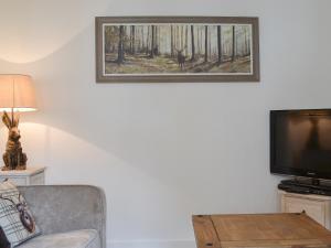 The Butts Cottage في ستانهوب: غرفة معيشة مع تلفزيون وأريكة