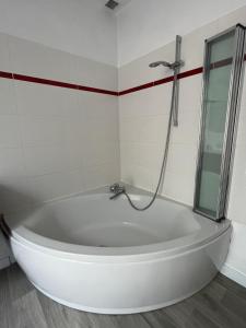 a bath tub in a bathroom with a shower at Vivez au coeur Historique - St François - Grand appartement confortable in Le Havre