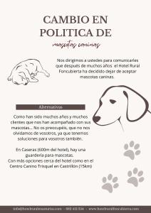 a flyer with a dog and paw prints at Hotel Rural Foncubierta in Soto del Barco