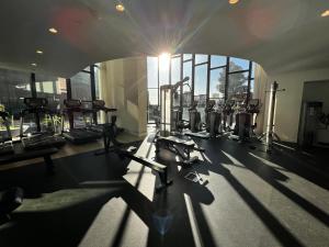 ein Fitnessstudio mit einem Haufen Kardiogeräte in der Unterkunft City Central Location, Parking and 2 Bed Apartment in Melbourne