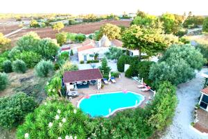 an aerial view of a house with a swimming pool at B&B Mirella in Alberobello