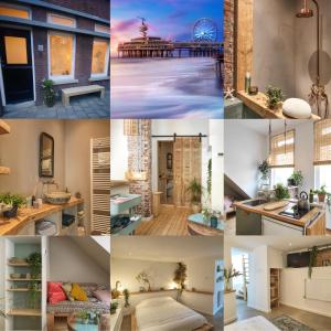 eine Collage mit Fotos eines Hauses in der Unterkunft Tiny Beachhouse in Scheveningen
