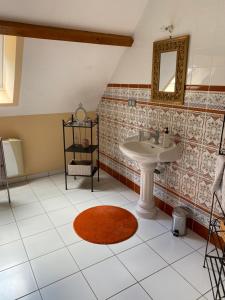 bagno con lavandino e specchio di La Gibriaçoise a Gevrey-Chambertin