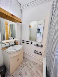 a bathroom with a sink and a mirror at Appartement « Dolce Vita » in Vitry-le-François