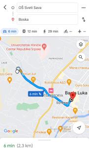 une capture d'écran d'une appli Google Maps avec une carte dans l'établissement cream apartment, à Banja Luka