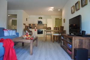 TV a/nebo společenská místnost v ubytování Ferienwohnung Blaubärstrand