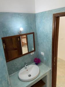 a bathroom with a sink and a mirror at Blue Villa Zanzibar in Pwani Mchangani