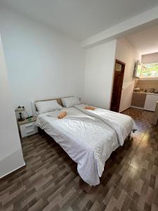 ein Schlafzimmer mit einem großen Bett in einem Zimmer in der Unterkunft MBM Apartments 2 in Sarajevo