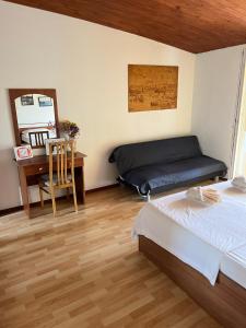 um quarto com uma cama, uma mesa e uma secretária em Apartman Mišo em Okrug Donji