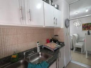 cocina con fregadero y encimera en Apartamento K de 3 a 5 Minutos de la embajada, en Pantoja