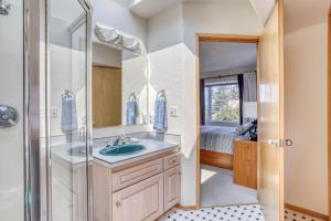 a bathroom with a sink and a shower at Neskowin Lookout in Neskowin +43 photos