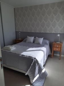 a bedroom with a large bed and two night stands at Calidez, confort y relax. in Trelew
