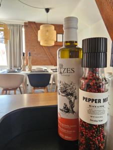 a bottle of pepper mix sitting on top of a table at Green Space in Scheeßel