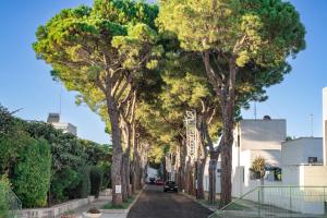 una fila di alberi in una strada accanto a un edificio di Blu Mare a Otranto