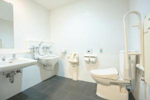 a bathroom with a toilet and a sink at HOTEL MYSTAYS Hamamatsucho in Tokyo