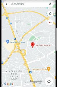 uma imagem de um mapa do Google com um marcador vermelho em Nice stay jardins de Carthage em Le Kram