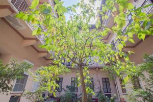 ein Baum vor einem Gebäude in der Unterkunft Two Bedroom Apartment at Basilica in Budapest