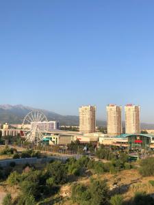 a city with a ferris wheel and some tall buildings at ЖК GAGARIN PARK Comfort in Almaty