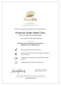 a page of a hotel certificate with a document at Pyramisa Suites Hotel Cairo in Cairo