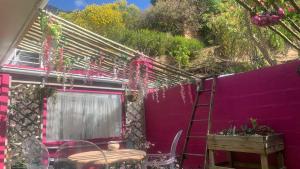 a purple house with a ladder and a purple wall at Residence William French in Simonʼs Town +58 photos