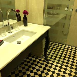 ein Bad mit einem Waschbecken und einer Dusche in der Unterkunft Classic styled apartment in Barcelona