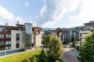 widok miasta z lotu ptaka z budynkami w obiekcie Apartament Zeta - Zeta Park w Ustroniu
