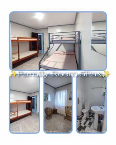 three images of a room with two bunk beds at WCW Auberge in Saavedra