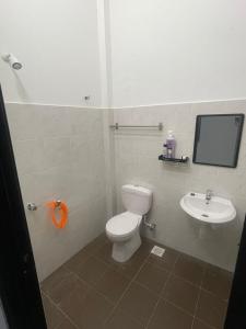 a bathroom with a toilet and a sink at Alsia Homestay in Kampong Beris Meraga