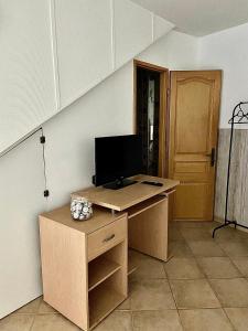 Televízia a/alebo spoločenská miestnosť v ubytovaní Grand et joli studio tout équipé avec jardin et Jacuzzi