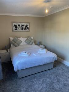 1 dormitorio con 1 cama grande y 2 almohadas en The Seven Stars en Durham