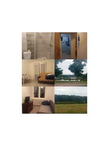a collage of four pictures of a room at Suchedniów mieszkanie in Suchedniów