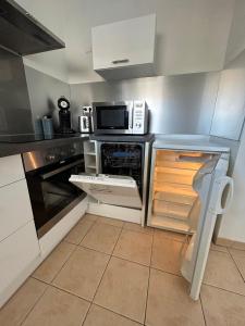 Kuchyň nebo kuchyňský kout v ubytování Appartement moderne en résidence avec piscine