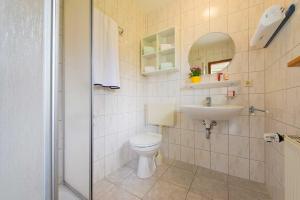 a bathroom with a toilet and a sink at Ferienpark am Darß - Apartmenthaus 1 in Fuhlendorf