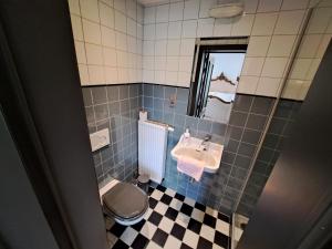 a small bathroom with a sink and a toilet at B&B Pickery in Bruges