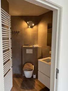 bagno con servizi igienici e lavandino di De Haan App 1 a De Haan