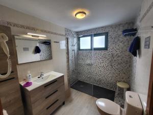 プエルト・デル・カルメンにあるGueldera Apartmentsのバスルーム(シンク、シャワー付)